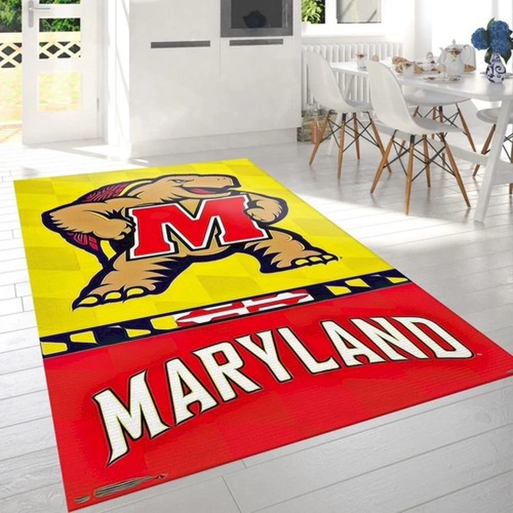 Maryland Terrapins Rug - Logo Area for Home Decor Red and Yellow