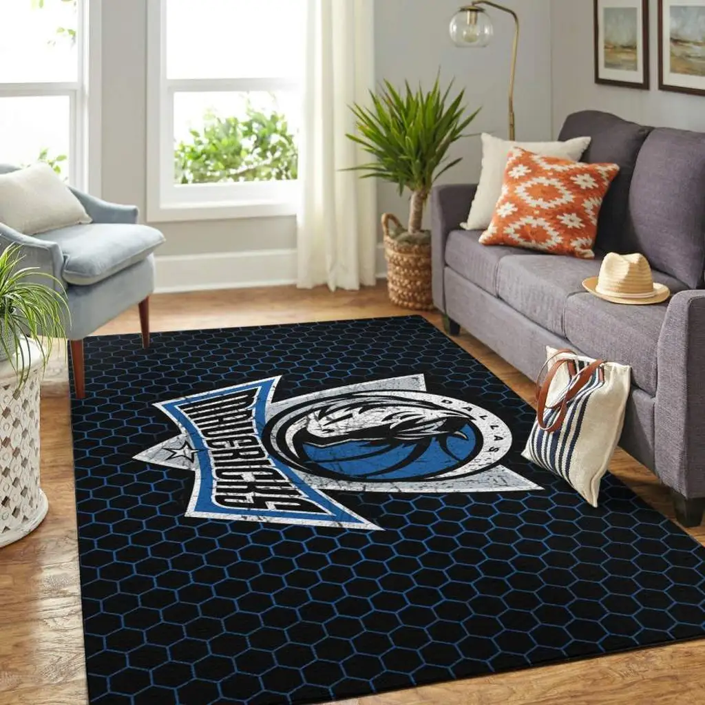 Mavericks Geometric Floor Carpet Modern Rug Black and Blue