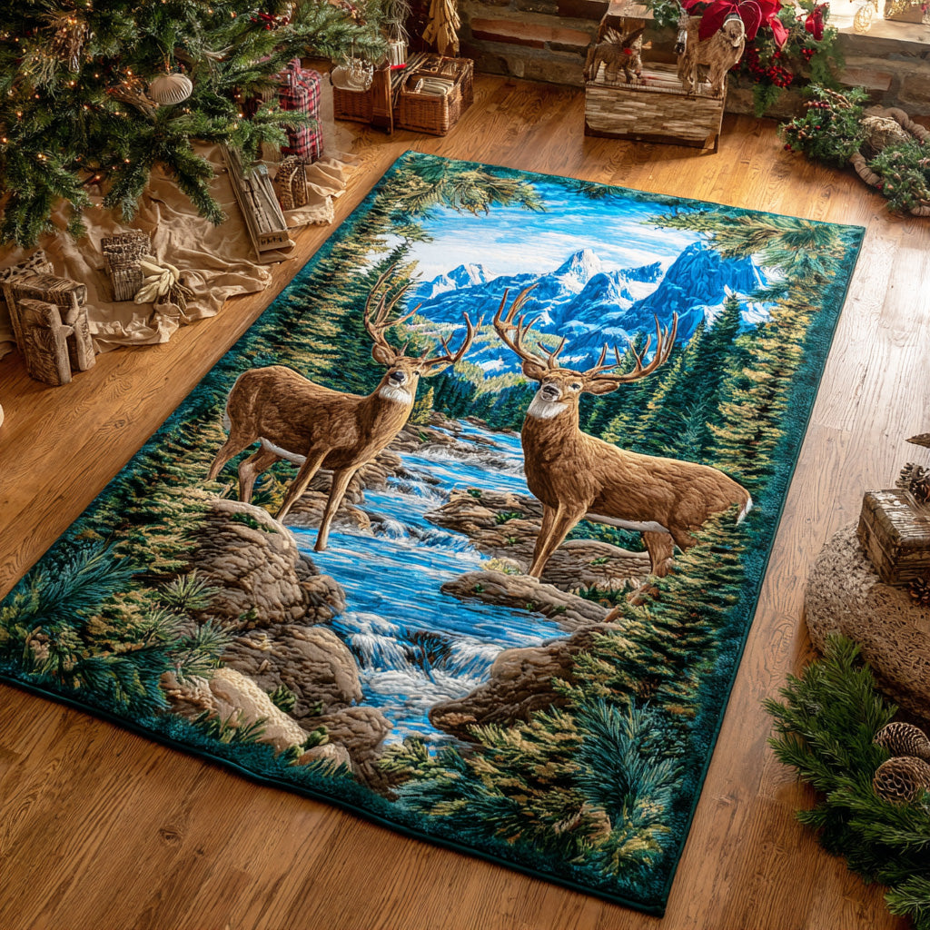 Meadow Deer Area Rug - Non-Slip Washable 3D Print Rug for Living Room & BedroomTVC2108298