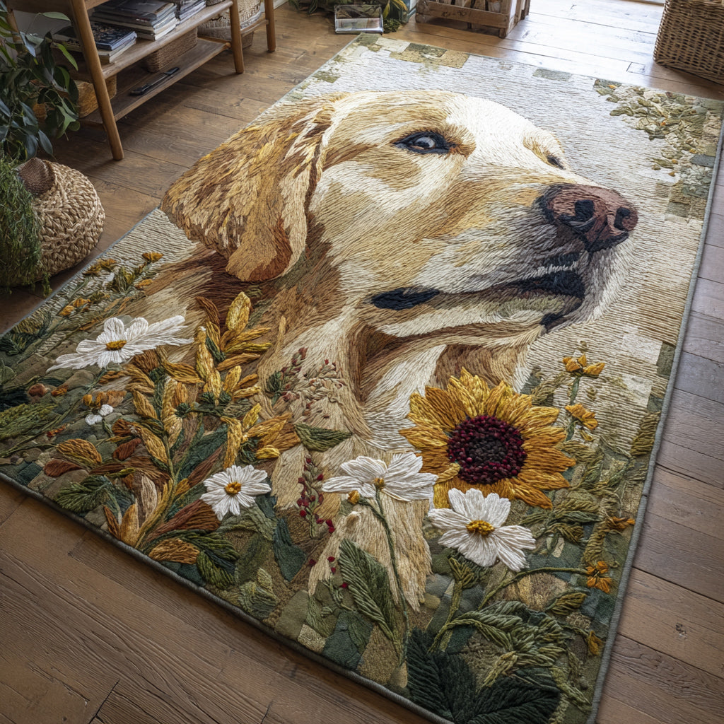 Meadow Golden Retriever Area Rug - Non-Slip Washable 3D Print Rug for Living Room & BedroomTVC2108298