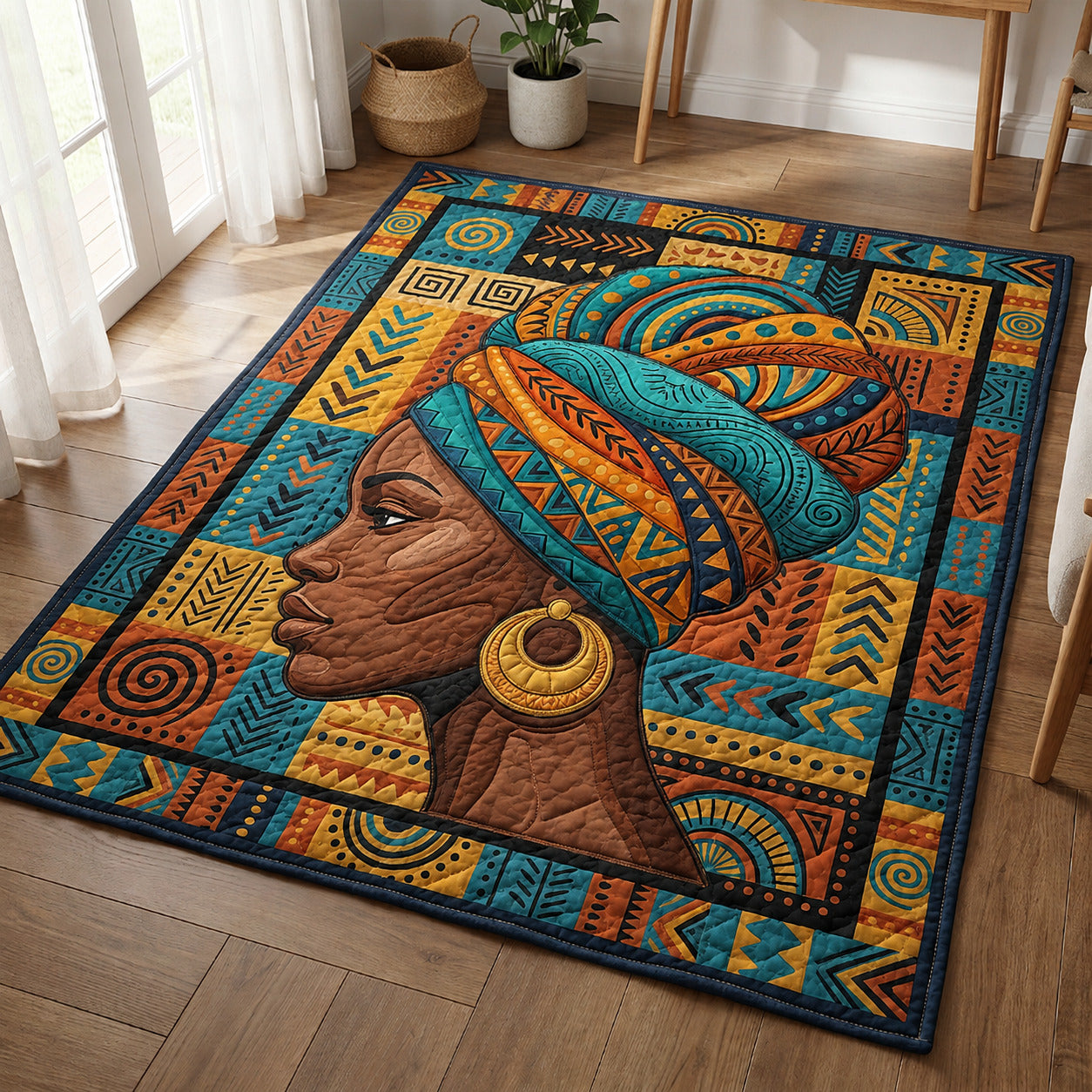 Melanin Queen Area Rug - Non-Slip Washable 3D Print Rug for Living Room & BedroomTVC2108406