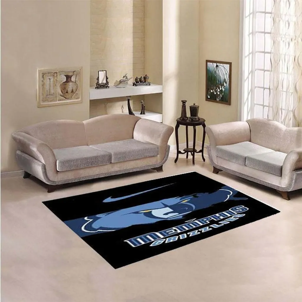 Memphis Grizzlies Rug - Area for Living Room Decor Black and Gray
