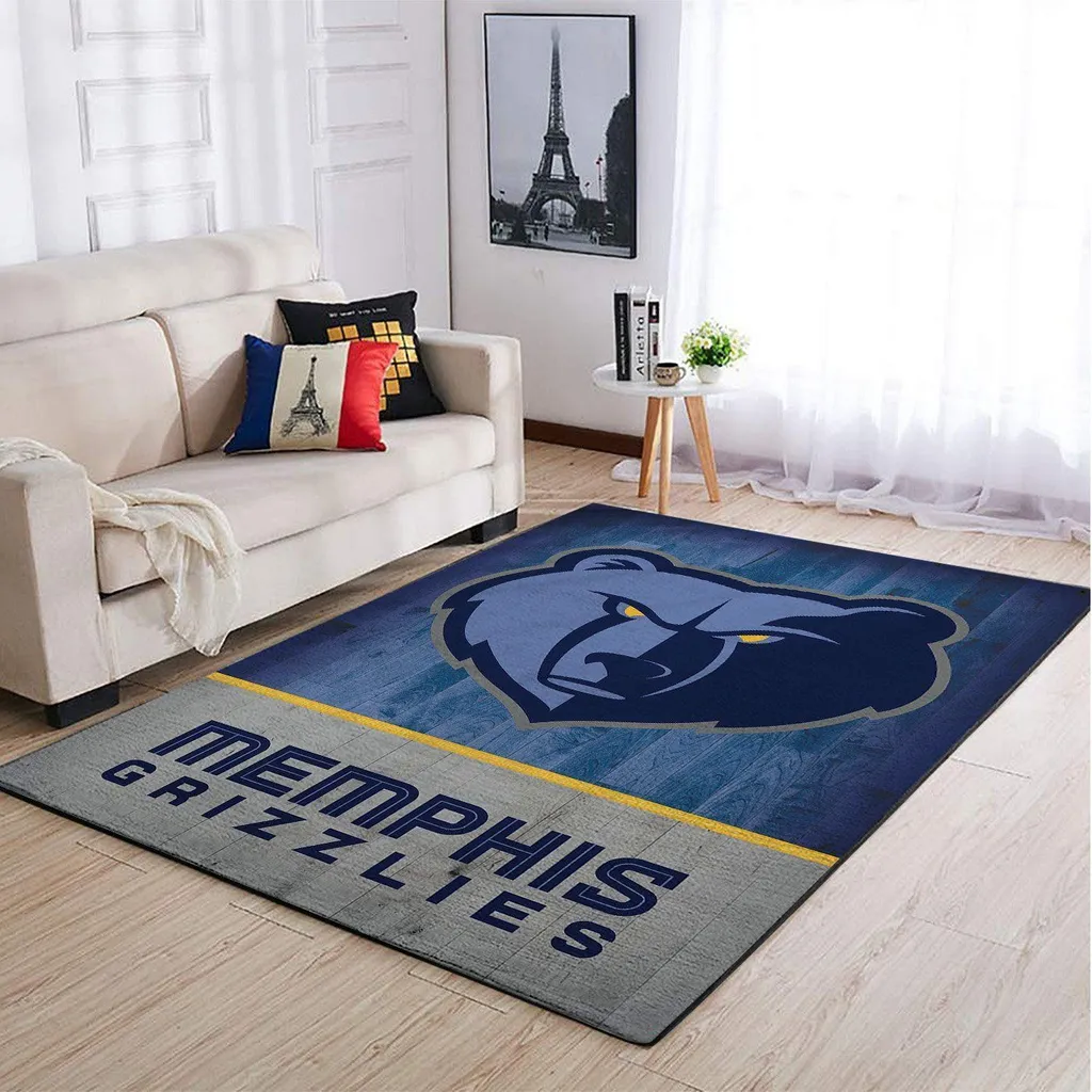 Memphis Grizzlies Rug - Area Hardwood Floor Mat Blue and Gray