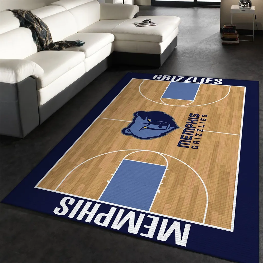 Memphis Grizzlies Rug - Basketball Court Colors Blue and Brown