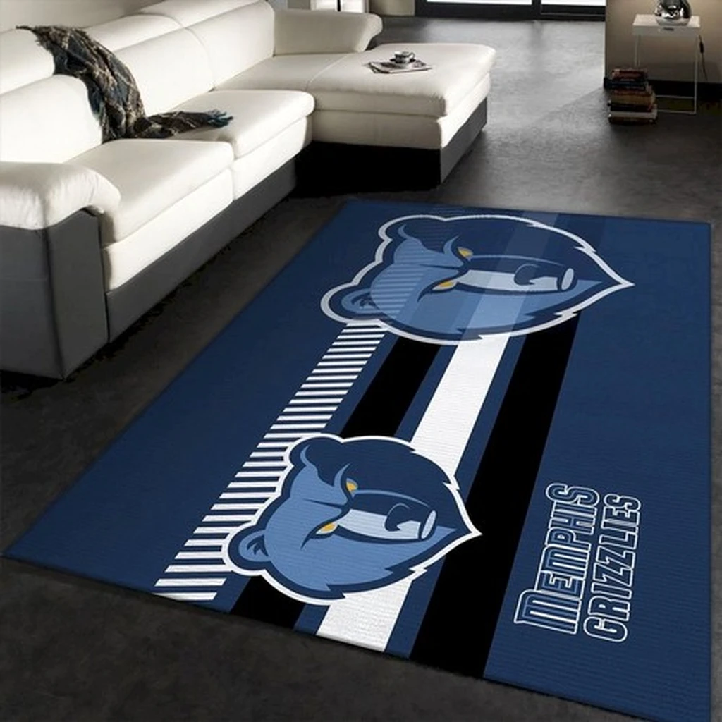 Memphis Grizzlies Rug - for Living Room Floor Decor Black and Blue