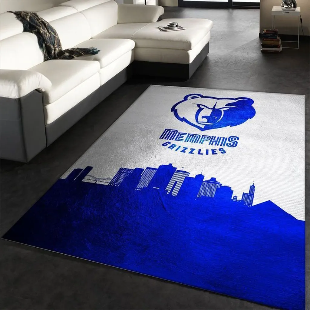 Memphis Grizzlies Rug - NBA Basketball Team Floor Decor Blue and White