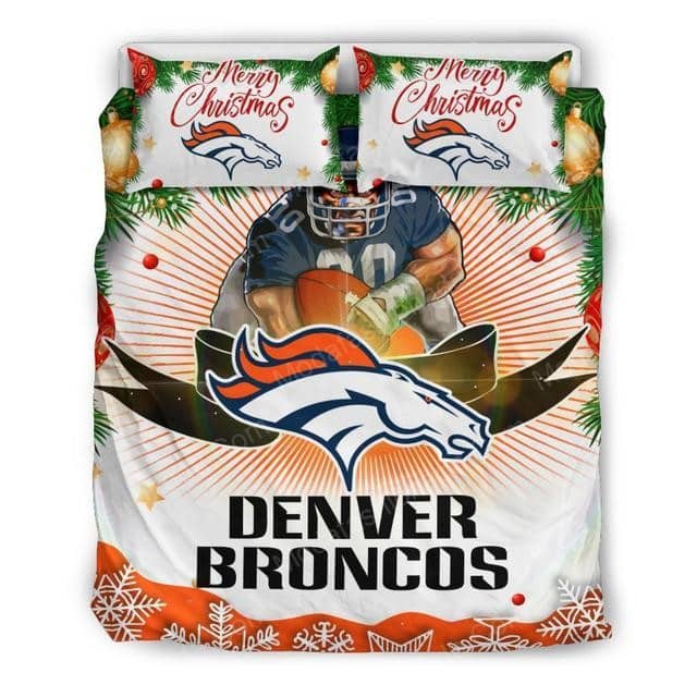 Merry Christmas Denver Broncos Football Sport 2 Bedding Set