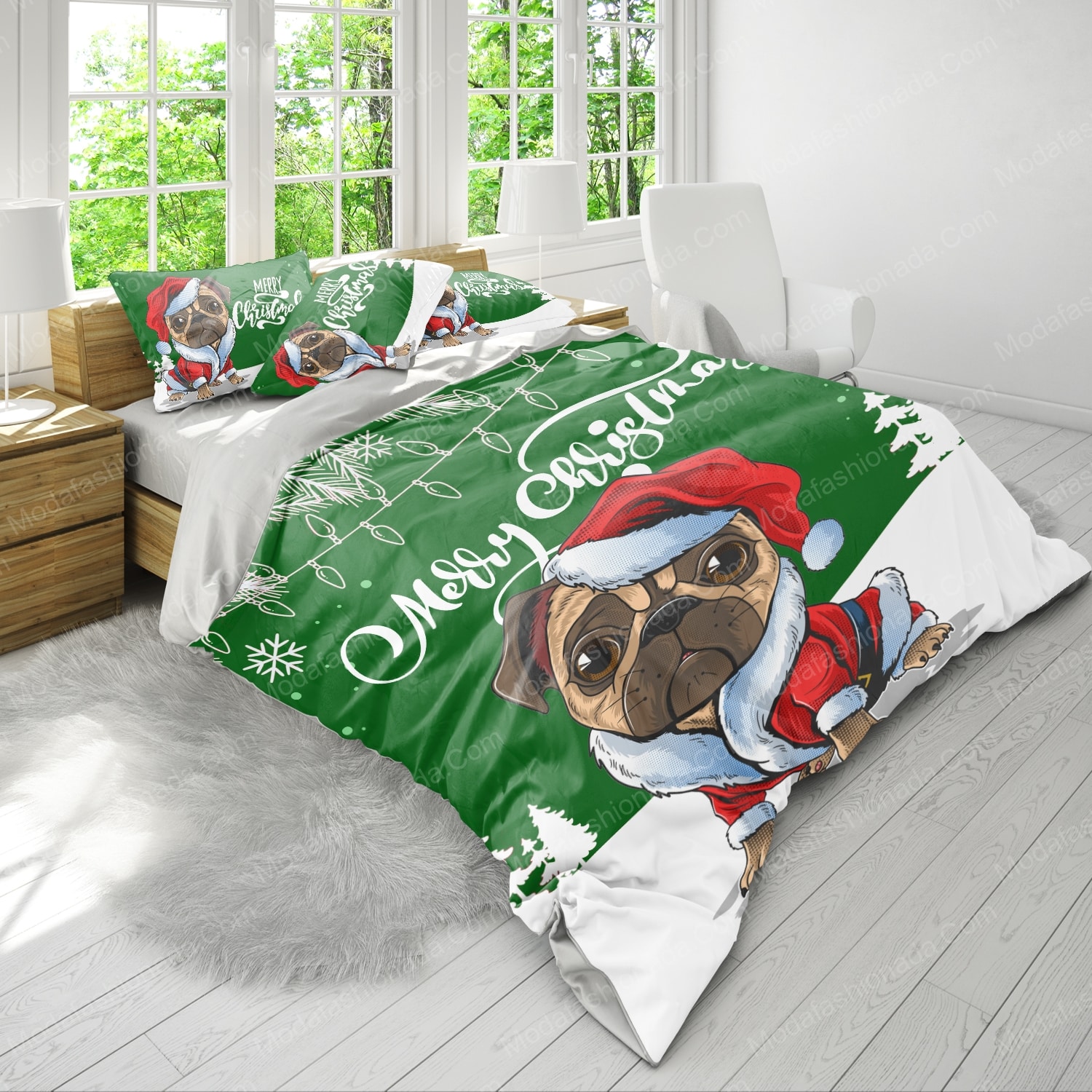 Merry Christmas Pug Bedding Sets
