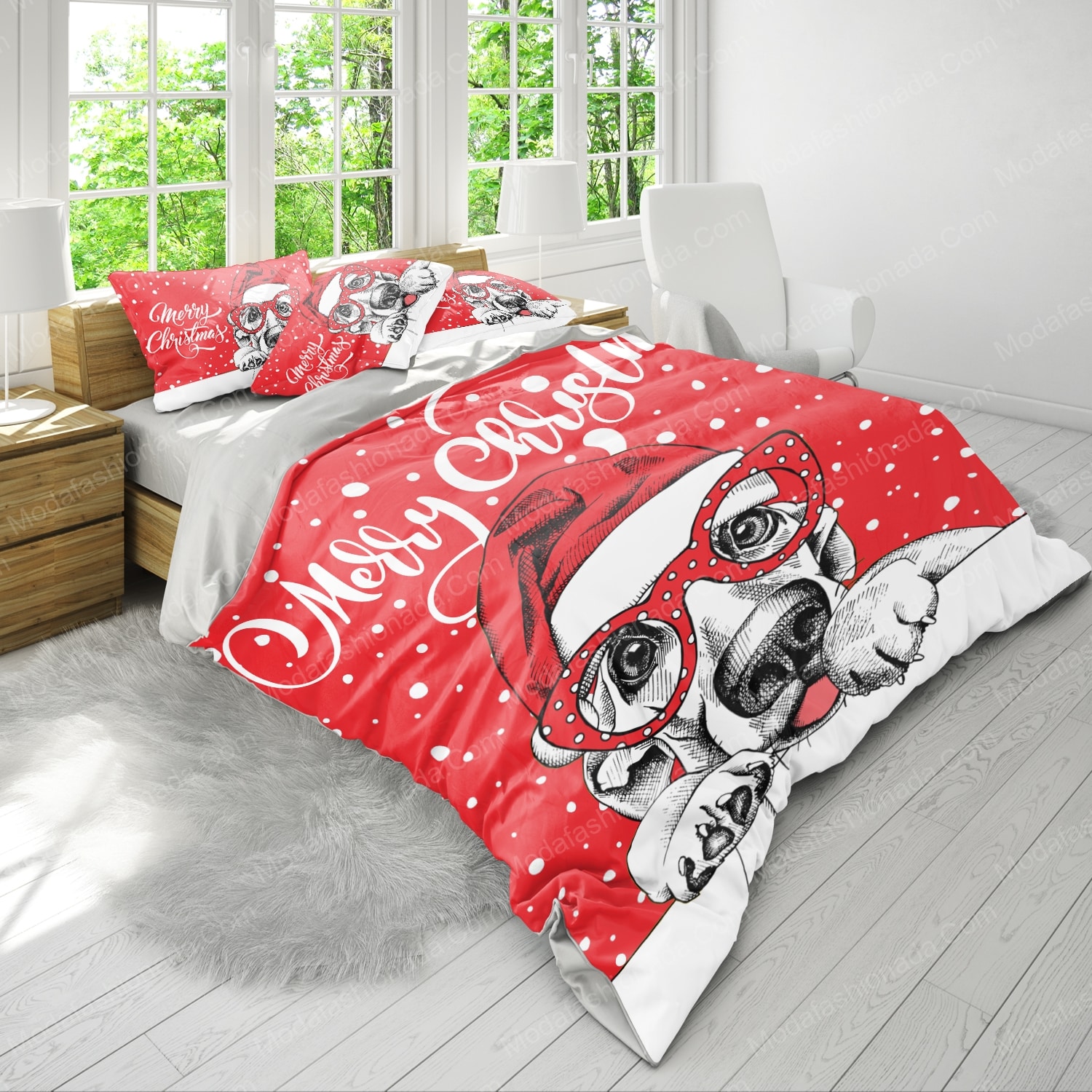 Merry Christmas Snow Dog Bedding Sets