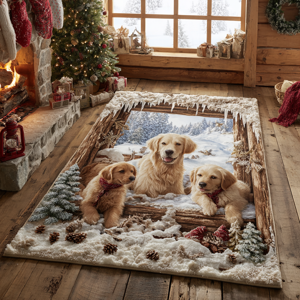 Merry Golden Gathering Area Rug - Non-Slip Washable 3D Print Rug for Living Room & BedroomTVC2108298