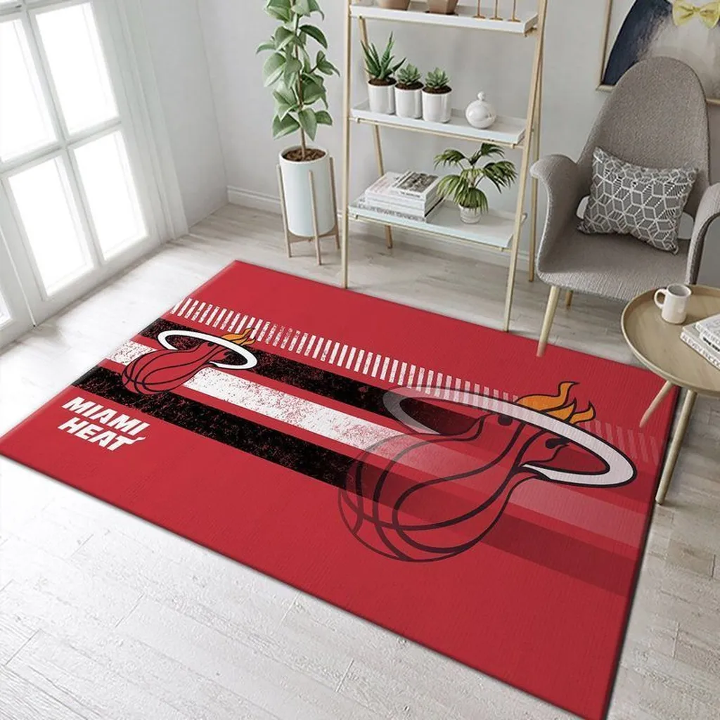 Miami Heat Rug - Area Perfect for Sports Fans and Decor Black and Red