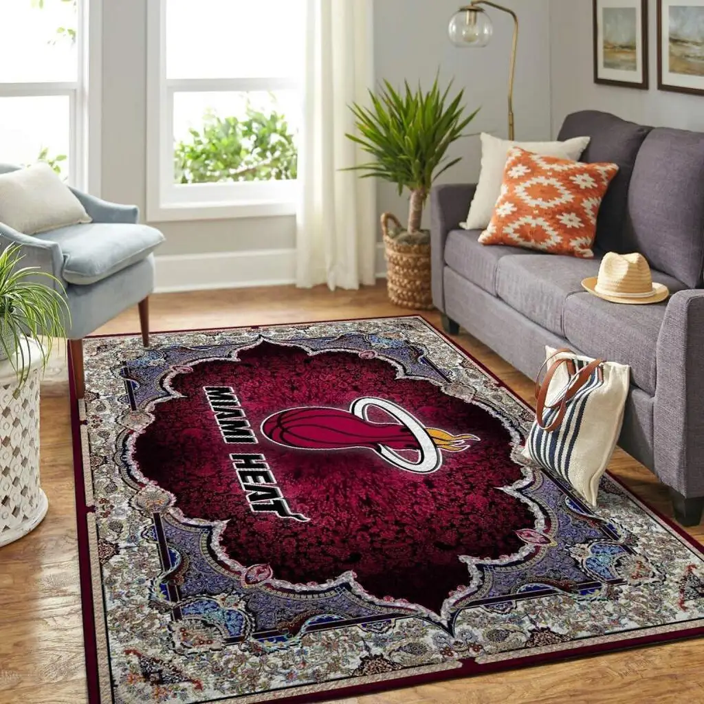 Miami Heat Rug - for Living Room Floor Decor Blue and Red