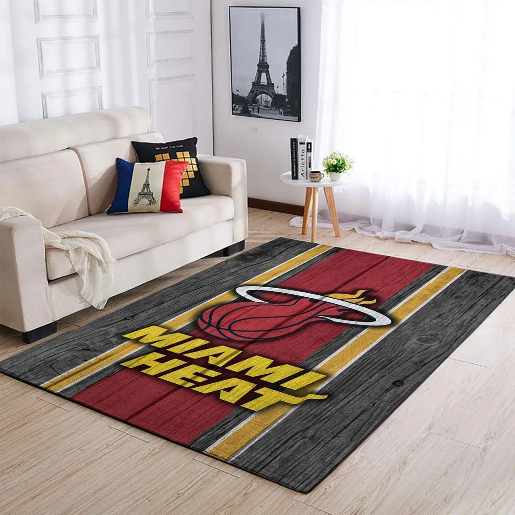 Miami Heat Rug - Inspired Basketball for Living Room Black and Red