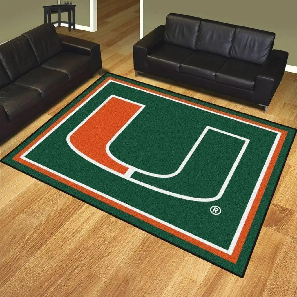 Miami Hurricanes Rug - Bold Logo Area for Living Room Green and Orange