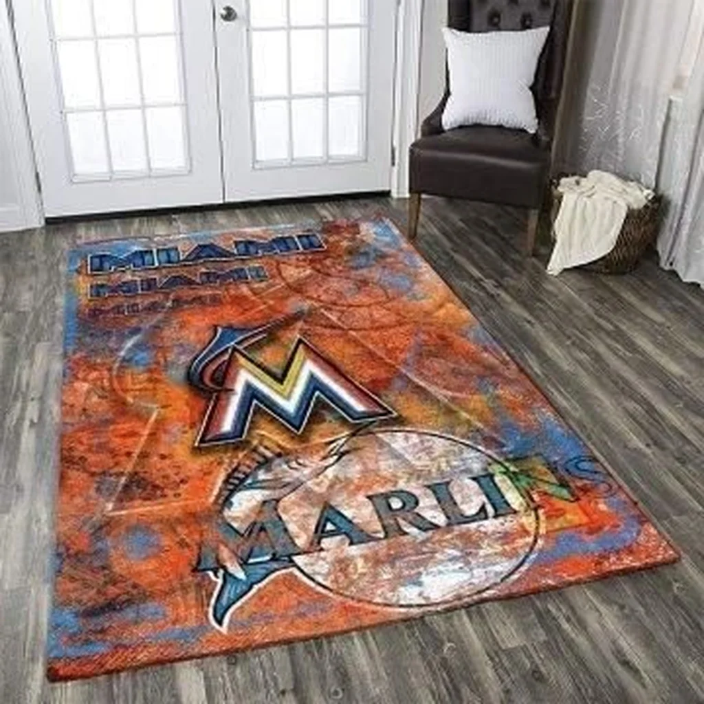 Miami Marlins Rug - Area for Stylish Home Decor Blue and Orange