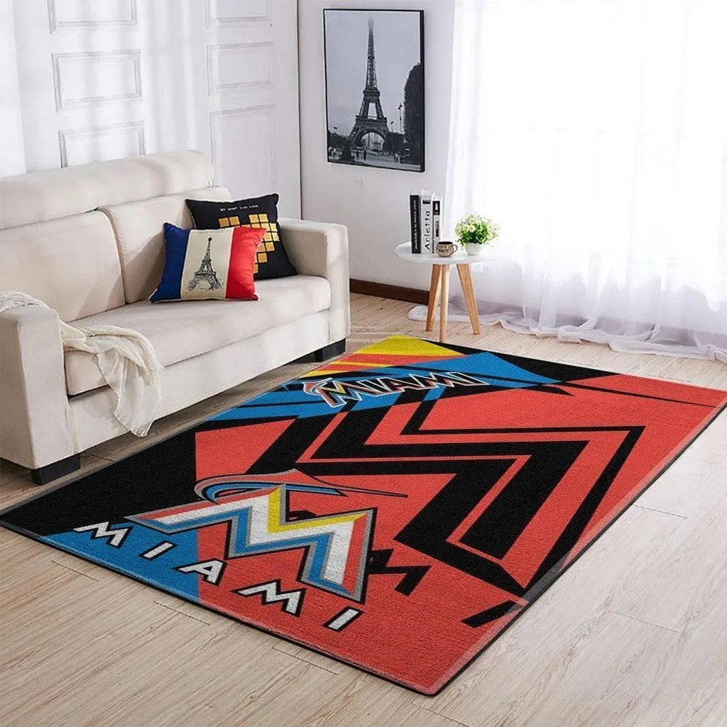 Miami Modern Geometric Area Rug for Living Room Decor Black and Red