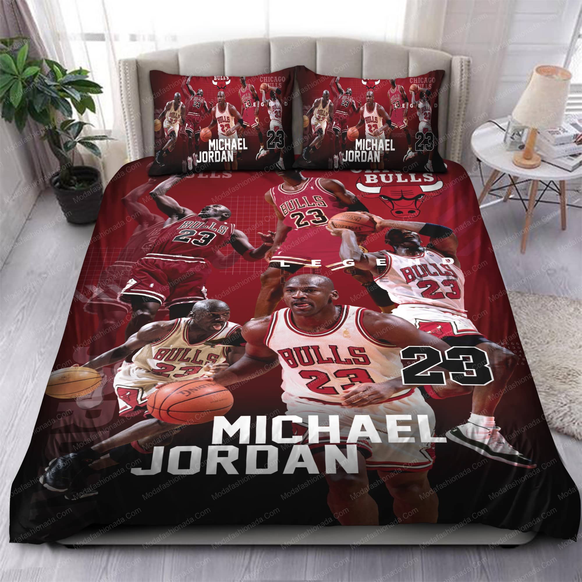 Michael Jordan Chicago Bulls Red 23 Basketball Bedding Set