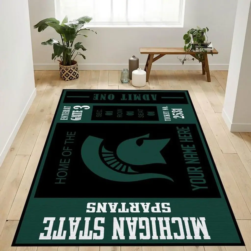Michigan State Rug - Spartans Custom Ticket for Home Black and Green