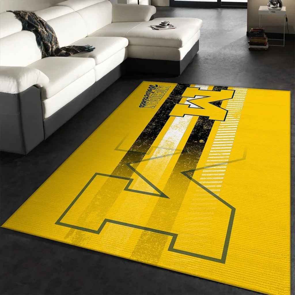 Michigan Wolverines Rug - Area Perfect for Living Room Black and Yellow