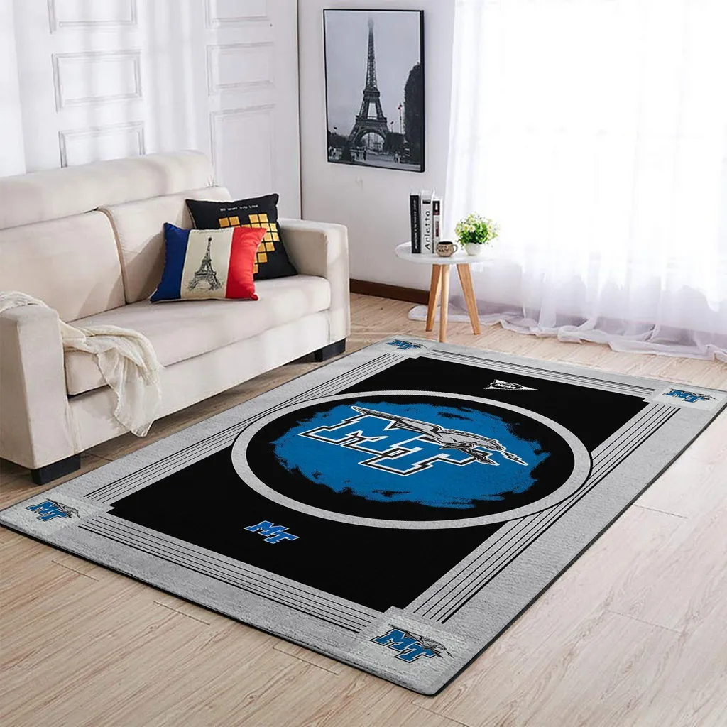 Middle Tennessee State University Area Rug for Home Black and Blue