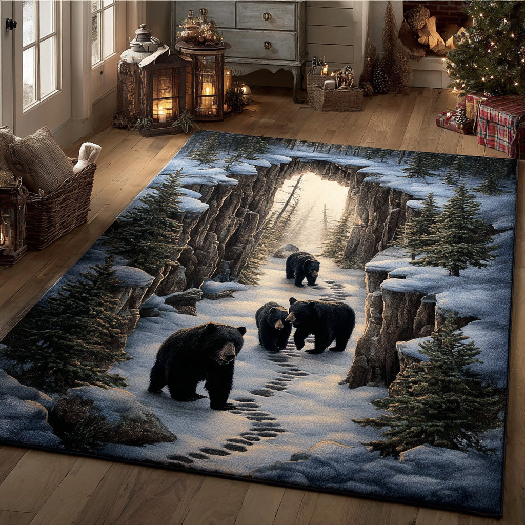 Midnight Bears Area Rug - Non-Slip Washable 3D Print Rug for Living Room & BedroomTVC2108297