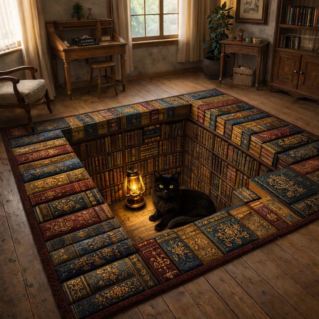 Midnight Book Nook Area Rug - Non-Slip Washable 3D Print Rug for Living Room & BedroomTVC2108406