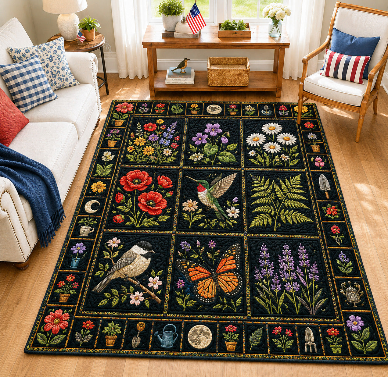 Midnight Garden Area Rug - Non-Slip Washable 3D Print Rug for Living Room & BedroomTVC2108406