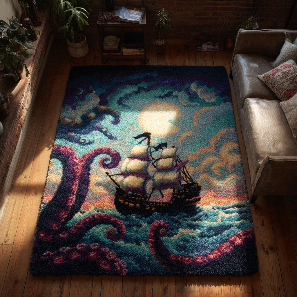 Midnight Kraken Area Rug - Non-Slip Washable 3D Print Rug for Living Room & BedroomTVC2108297