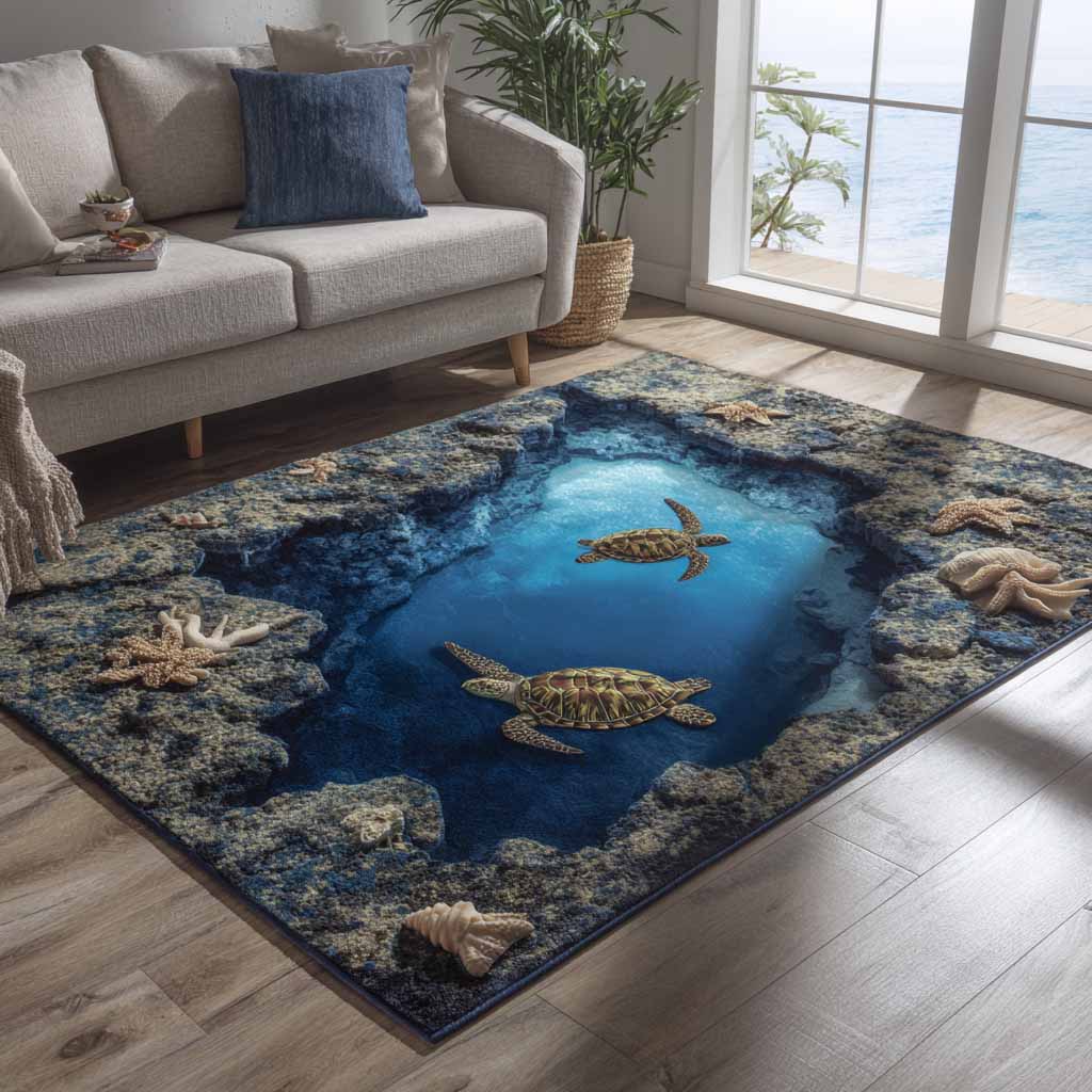 Midnight Lagoon Area Rug - Non-Slip Washable 3D Print Rug for Living Room & BedroomTVC2108297