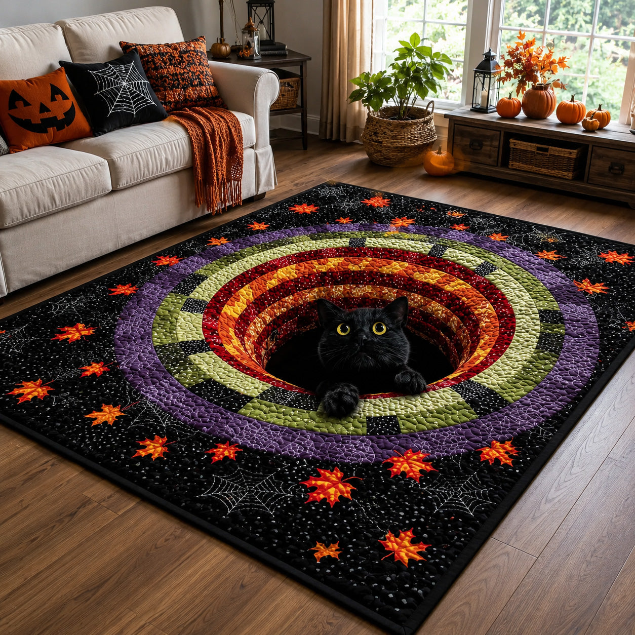 Midnight Pounce Area Rug - Non-Slip Washable 3D Print Rug for Living Room & BedroomTVC2108297