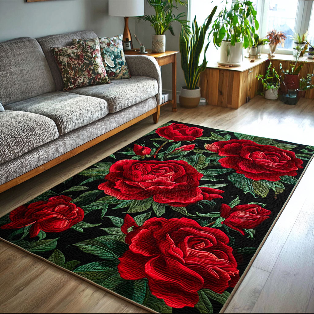 Midnight Rose Area Rug - Non-Slip Washable 3D Print Rug for Living Room & BedroomTVC2108297