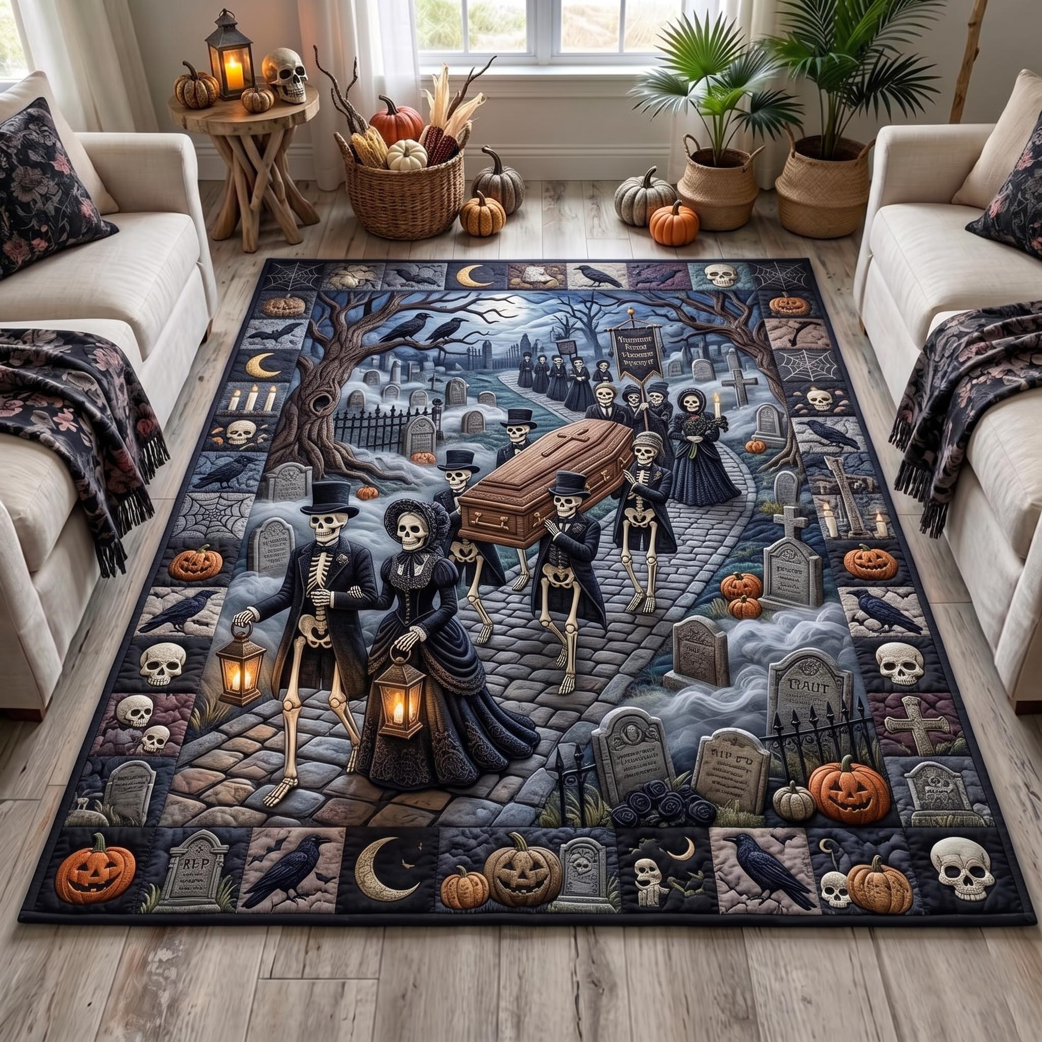Midnight Skeleton Halloween Area Rug - Non-Slip Washable 3D Print Rug for Living Room & BedroomTVC2108405
