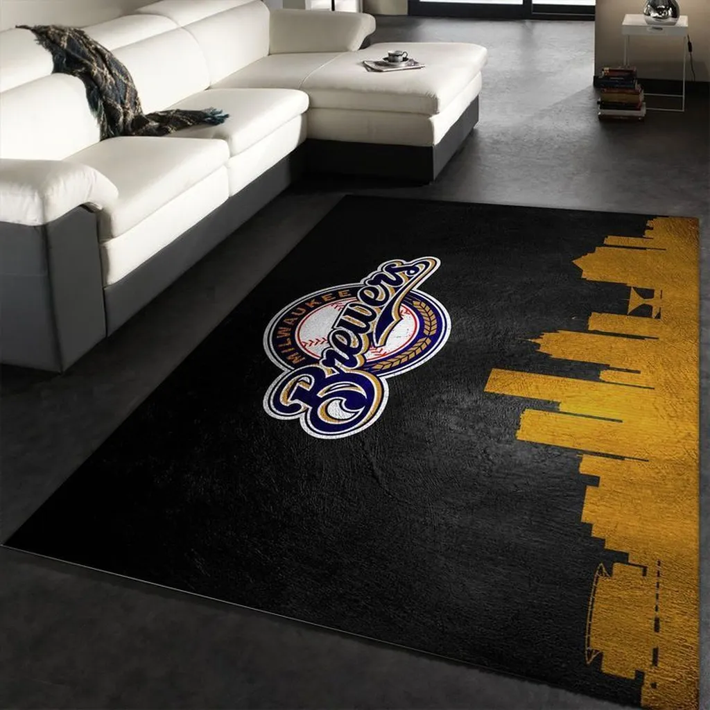 Milwaukee Brewers Rug - Skyline for Home Decor Black and Yellow