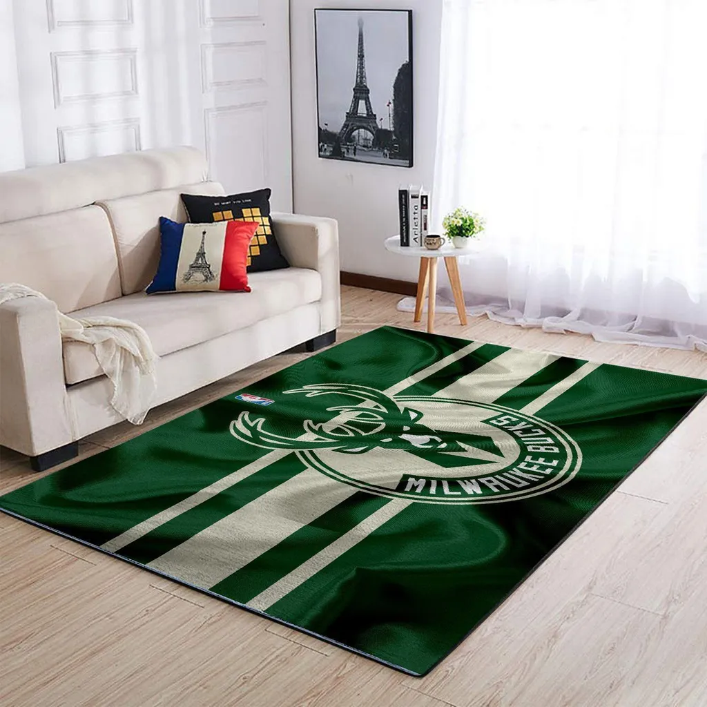 Milwaukee Bucks Rug - Fan Perfect for Home Decor Green and White