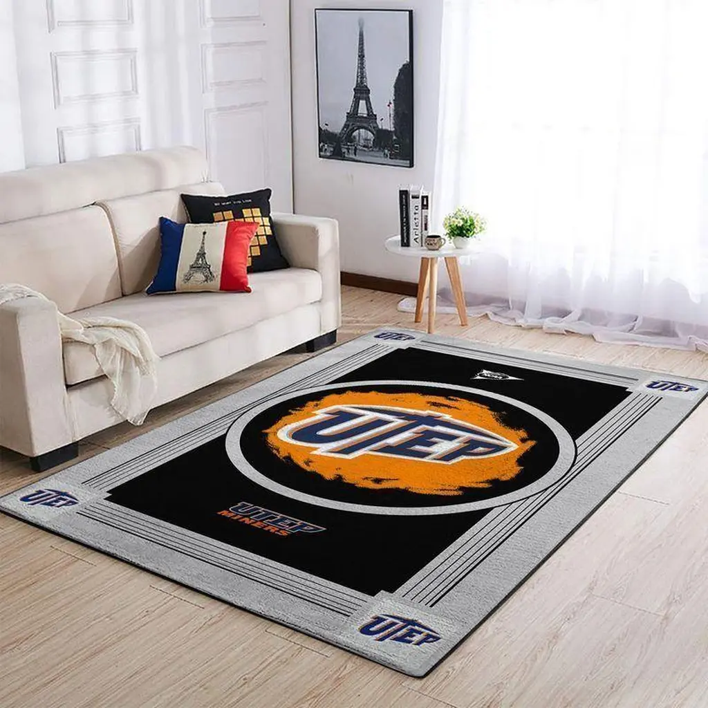 Miners Fan Floor Mat Durable Non Slip Rug Black and Orange