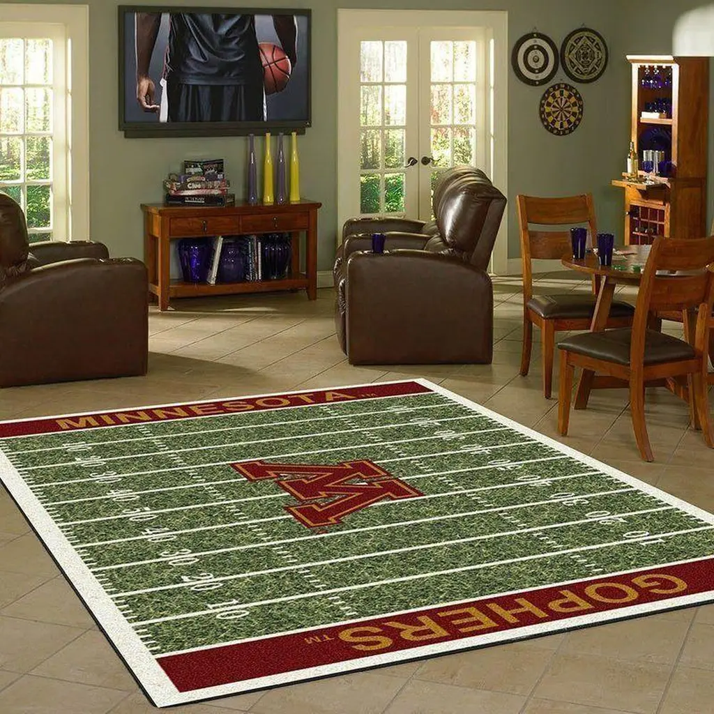 Minnesota Gophers Football Field Area Rug Green and Maroon