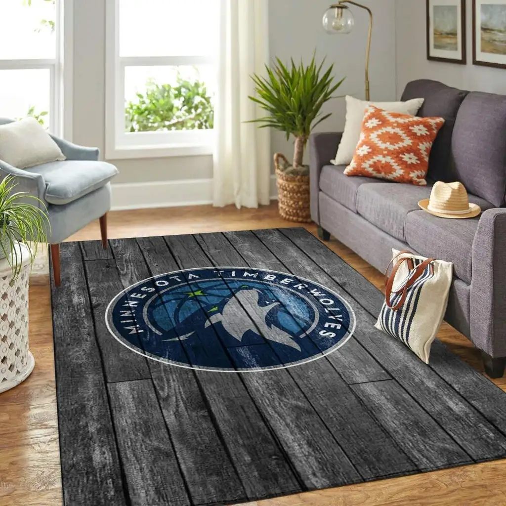 Minnesota Timberwolves Rug - Area for Living Room Decor Black and Red