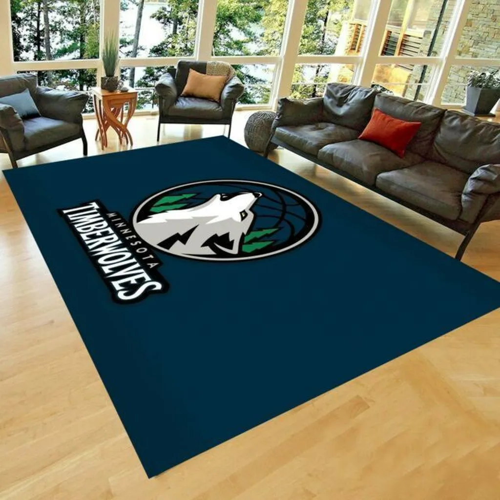 Minnesota Timberwolves Rug - Area for Living Room Decor Blue and White