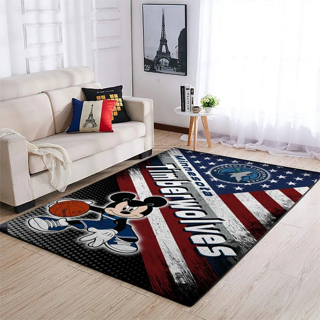 Minnesota Timberwolves Rug - Basketball for Living Room Black and Red