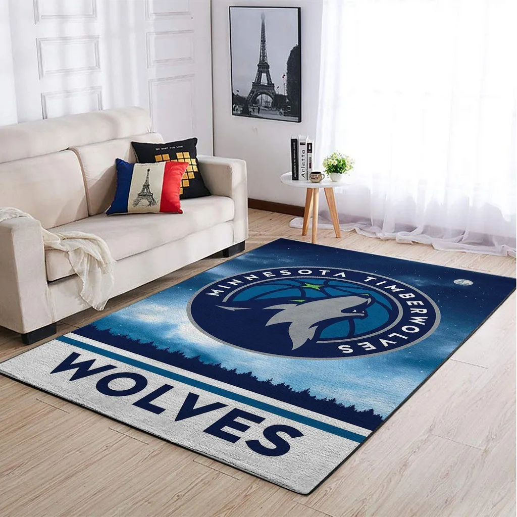 Minnesota Timberwolves Rug - for Living Room Decor Black and Green
