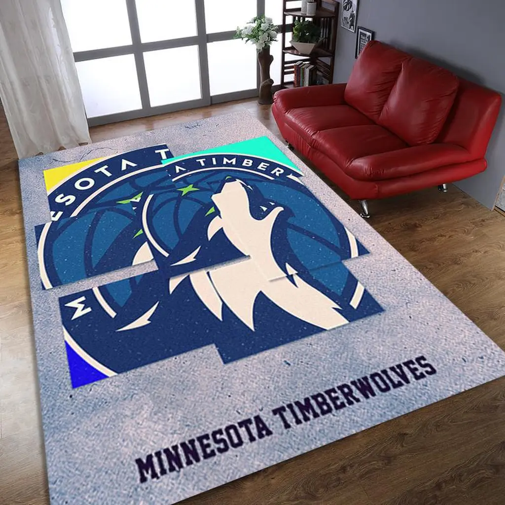 Minnesota Timberwolves Rug - Sports Team Floor Carpet Blue and White