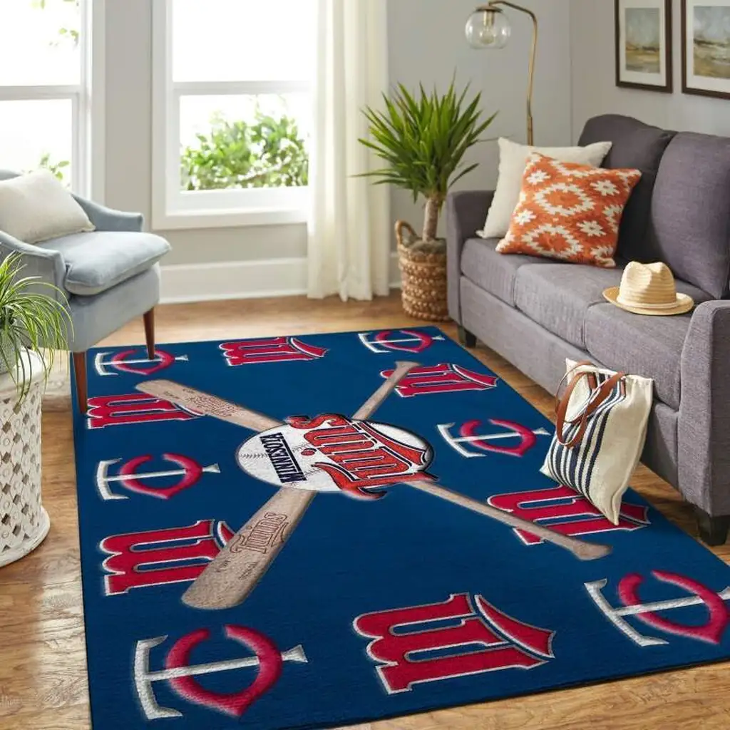 Minnesota Twins Rug - Area Baseball Fan Decor Blue and Red