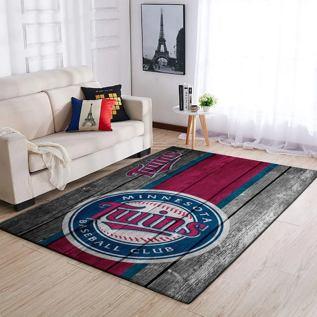 Minnesota Twins Rug - Baseball Area for Living Room Blue and Gray