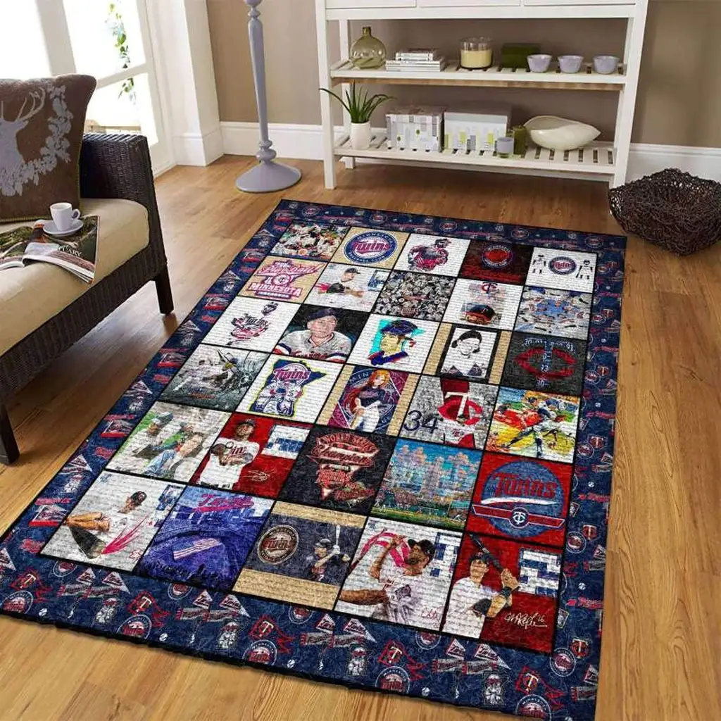 Minnesota Twins Rug - Baseball Design for Fans Blue and Red