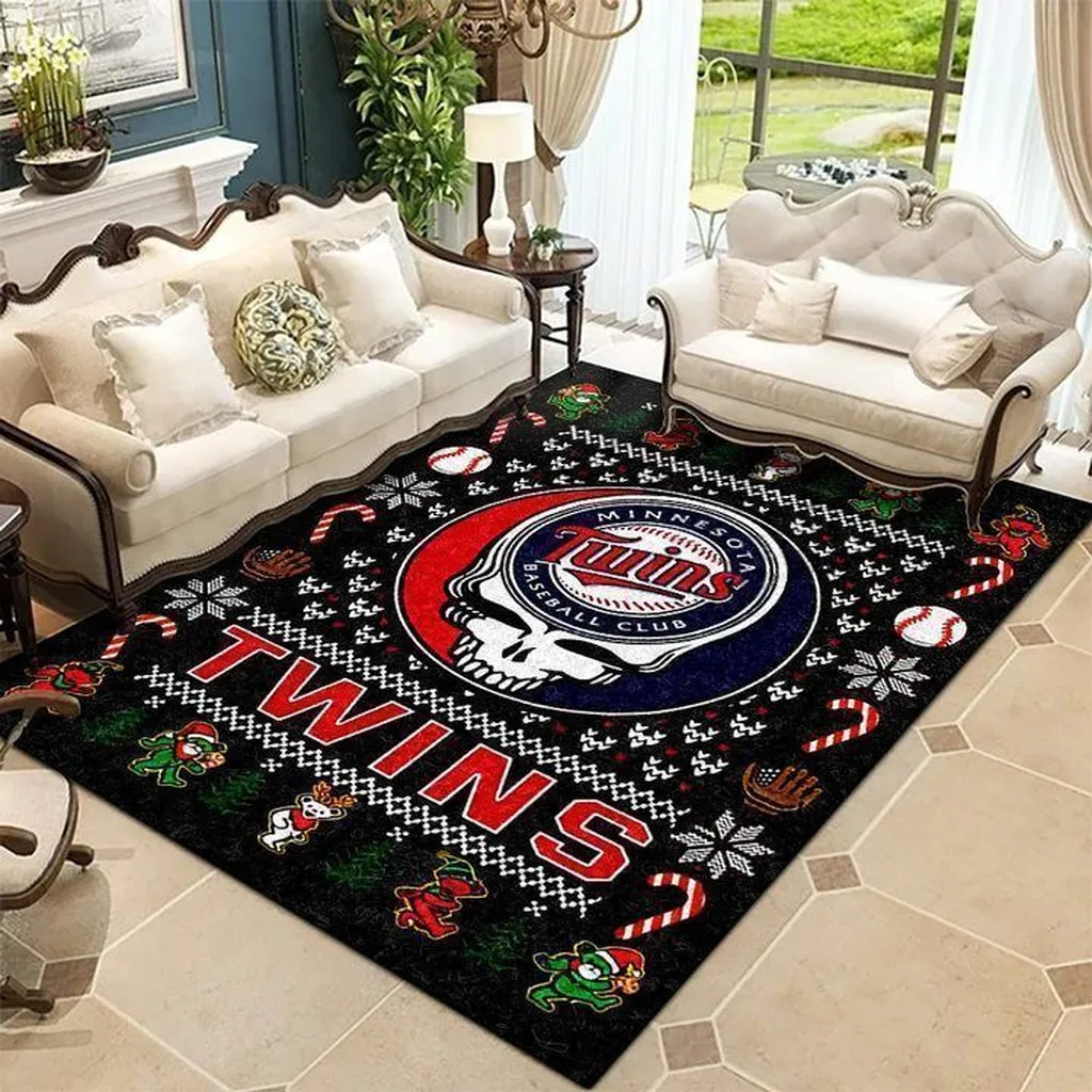 Minnesota Twins Rug - Baseball Team Floor Decor Black and Red