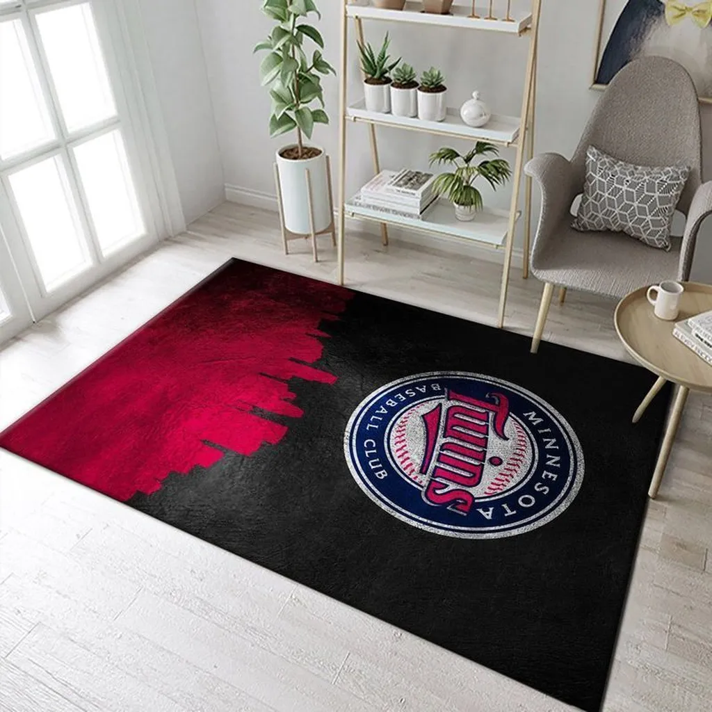 Minnesota Twins Rug - Baseball Team Logo Area Carpet Black and Red