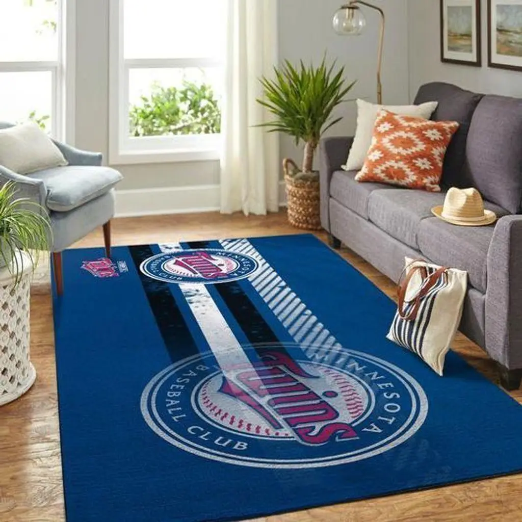 Minnesota Twins Rug - Baseball Team Logo Area for Fans Blue and White