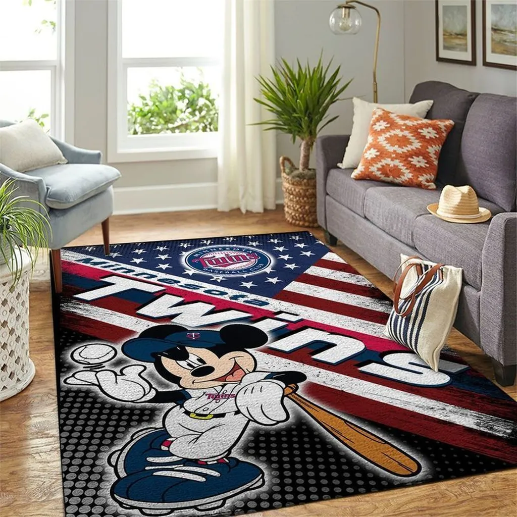 Minnesota Twins Rug - Baseball with Team Colors Blue and Red