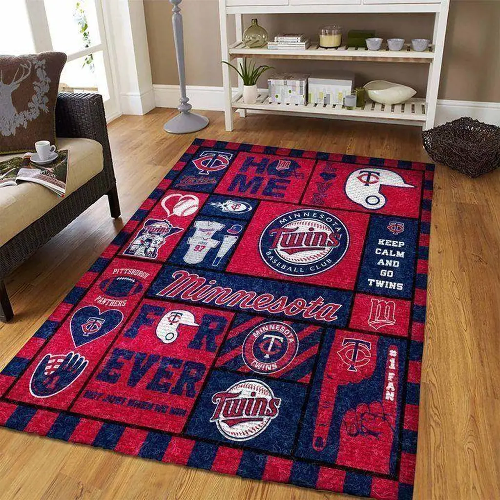 Minnesota Twins Rug - for Baseball Fans Room Decor Blue and Red