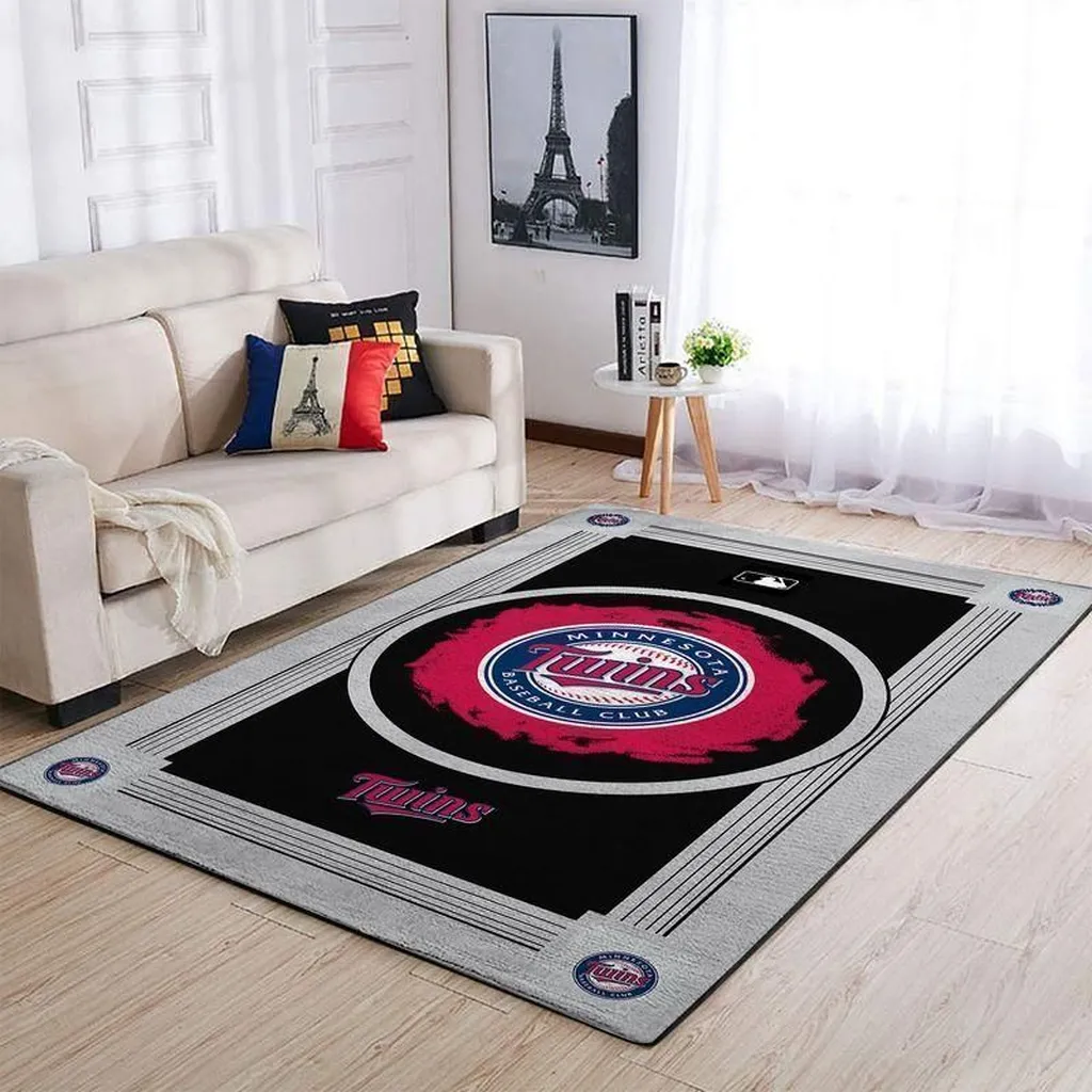 Minnesota Twins Rug - Modern Baseball for Living Room Black and Red